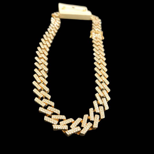 Rhinestone Chain Necklace Cuban Link