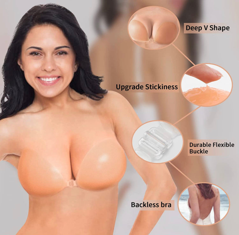 Strapless Sticky Bra Invisible Sticky Boobs Silicone Adhesive Bra Backless  Pushup Lift Bra Cups Stick on Bra for Women 